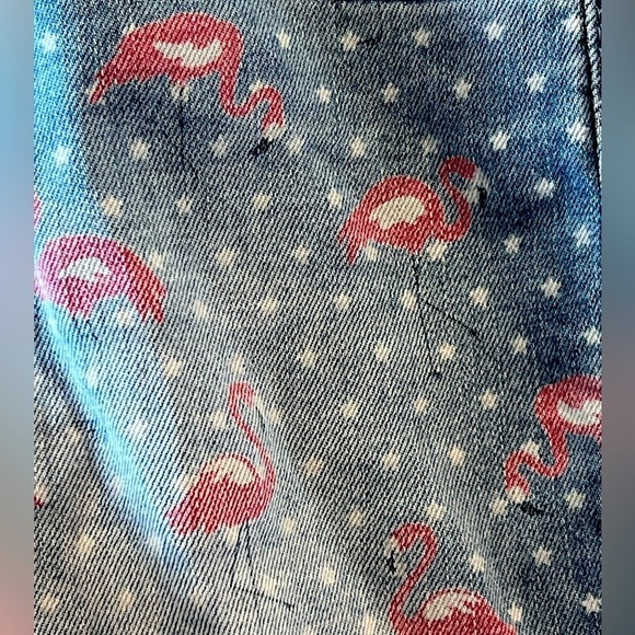 Gap Kids Girls Stretch Denim Shortie Shorts. Flamingo & Star print. Size 10. EUC - Picture 3 of 4